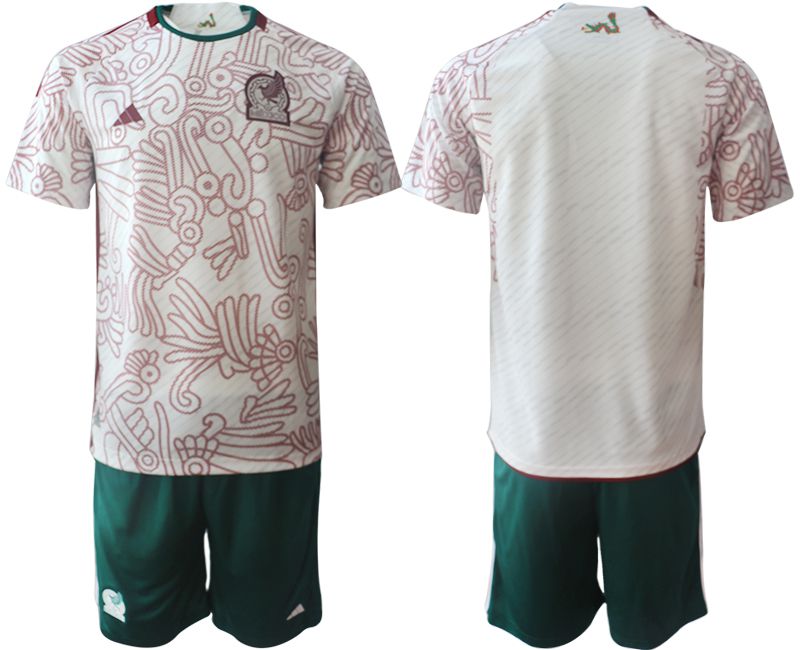 Men 2022 World Cup National Team Mexico away white blank Soccer Jerseys->customized soccer jersey->Custom Jersey